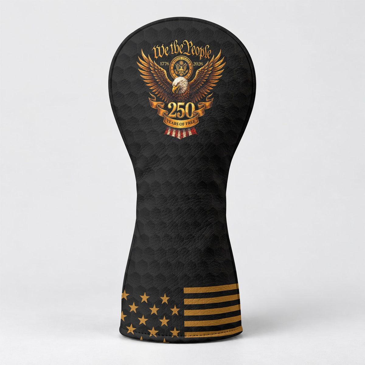 We The People 250 Years Black Gold Eagle Headcover, Patriotic Golf Gift, Driver Cover