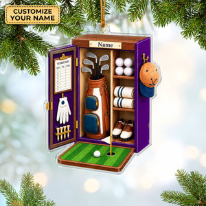 Custom Name Golf Locker Acrylic Ornament, Christmas Keepsake, Holiday Tree Decor