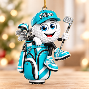 Custom Name Golf Ball In Golf Bag Acrylic Ornament, Christmas Gifts, Golf Lover Gifts