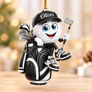 Custom Name Golf Ball In Golf Bag Acrylic Ornament, Christmas Gifts, Golf Lover Gifts