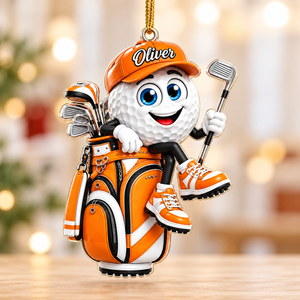 Custom Name Golf Ball In Golf Bag Acrylic Ornament, Christmas Gifts, Golf Lover Gifts