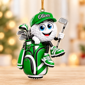 Custom Name Golf Ball In Golf Bag Acrylic Ornament, Christmas Gifts, Golf Lover Gifts