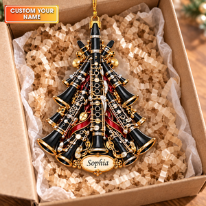 Custom Name Clarinet Tree Acrylic Ornament, Christmas Ornaments, Music Lover Gifts