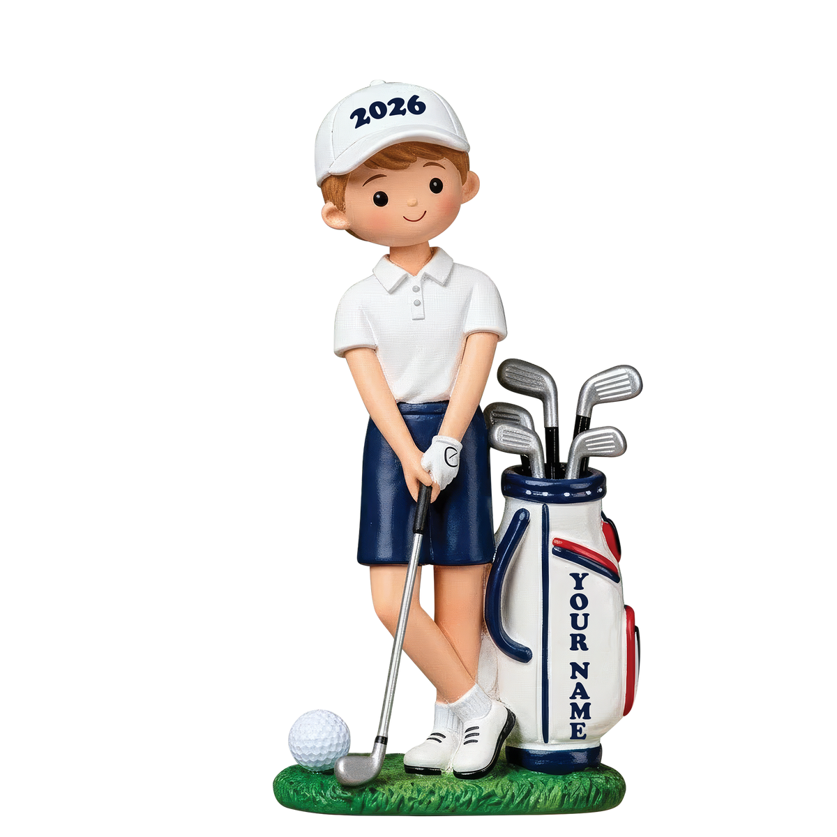 Custom Name Young Boy Golfer Acrylic Ornament, Christmas Tree Decor, Golfer Gifts
