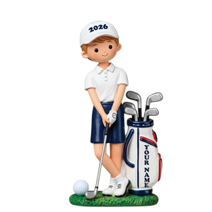 Custom Name Young Boy Golfer Acrylic Ornament, Christmas Tree Decor, Golfer Gifts
