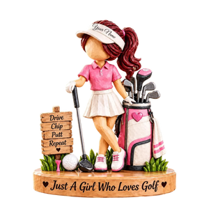 Custom Name Pink Golf Girl Acrylic Ornament, Christmas Ornaments, Golf Gifts