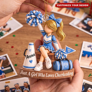Custom Name Cheerleader Girl Acrylic Ornament, Christmas Ornaments, Cheer Gifts