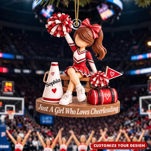 Custom Name Cheerleader Girl Acrylic Ornament, Christmas Ornaments, Cheer Gifts