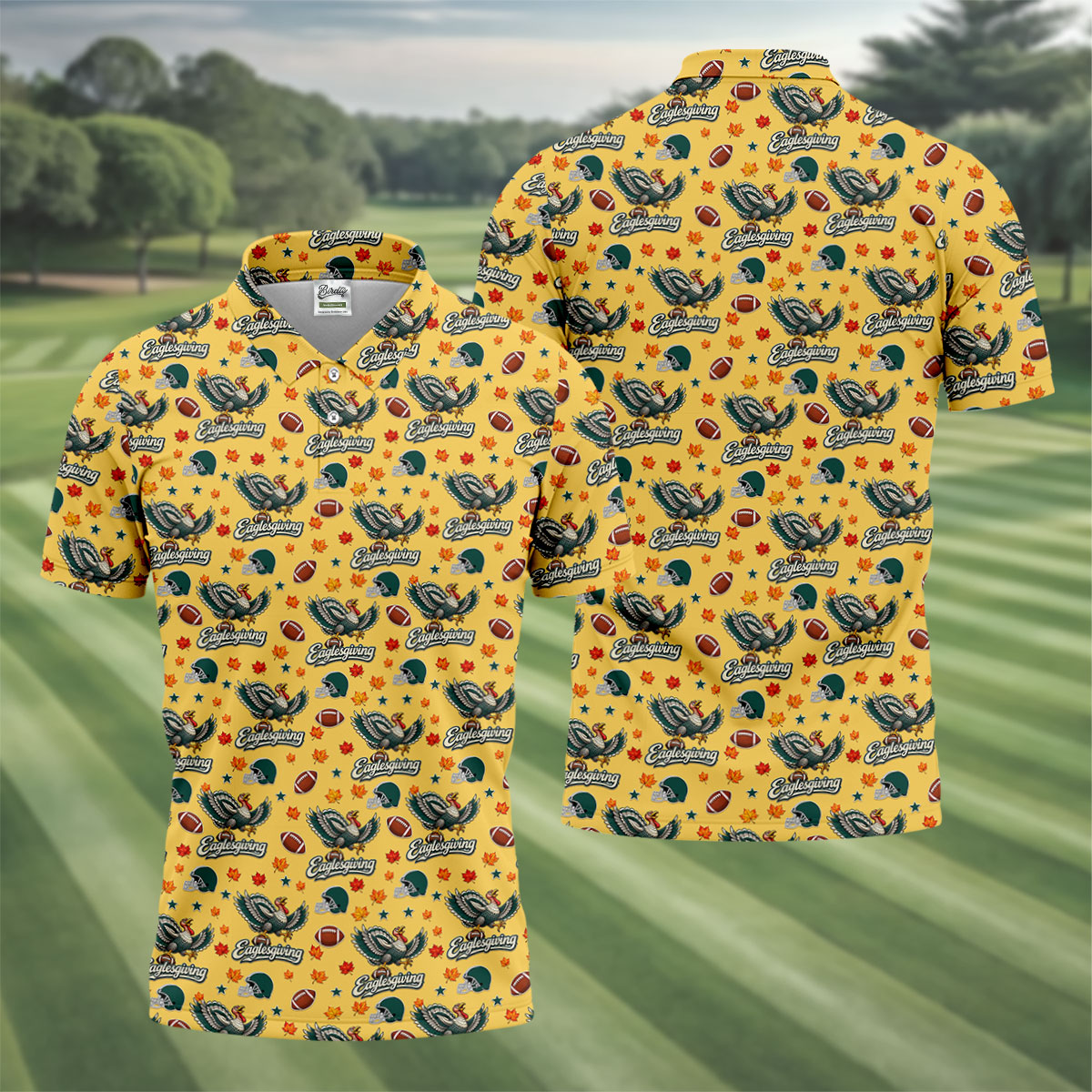 Eaglesgiving Thanksgiving Golf Shirt, Golf Shirts For Men, Mens Holiday Golf Shirts