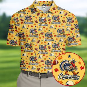 Cowboysgiving Thanksgiving Golf Shirt, Golf Shirts For Men, Mens Holiday Golf Shirts
