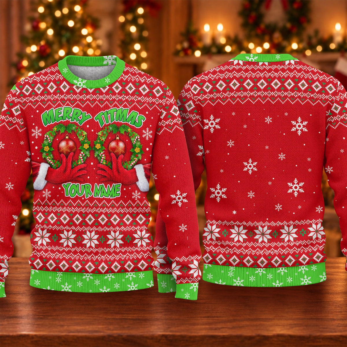 Custom Name Merry Titmas Ugly Christmas Sweater, Christmas Golf Gift, Christmas Gifts
