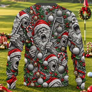 Screaming Santa Faces Golf Ugly Christmas Sweater, Funny Xmas Gift, Christmas Gifts