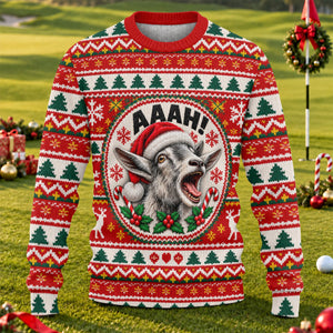 Funny Screaming Goat Ugly Christmas Sweater, Christmas Gifts, Funny Holiday Sweater