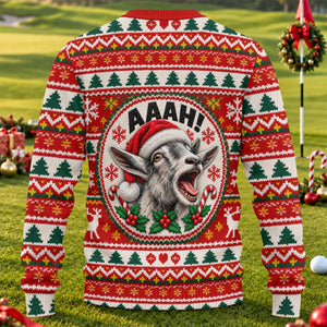 Funny Screaming Goat Ugly Christmas Sweater, Christmas Gifts, Funny Holiday Sweater