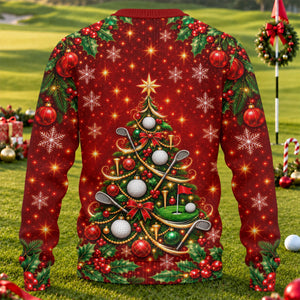 Golf Balls And Clubs Tree Ugly Christmas Sweater, Christmas Gifts, Ugly Sweater Party