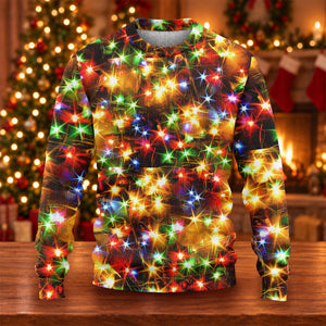 Golden Sparkling Lights Ugly Christmas Sweater, Christmas Golf Gift, Golf Lover Gifts