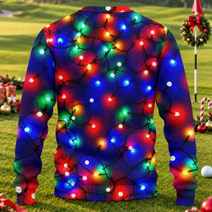 Colorful Bulb Lights Ugly Christmas Sweater, Golf Lover Gifts, Christmas Party Outfit