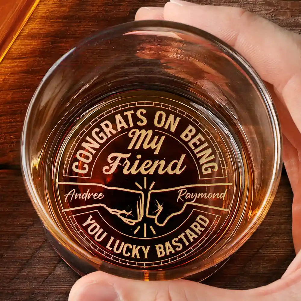 Congrats On Being My Brother You Lucky Man Personalized Whiskey Glass, Funny Wine Glass, Gift For Family