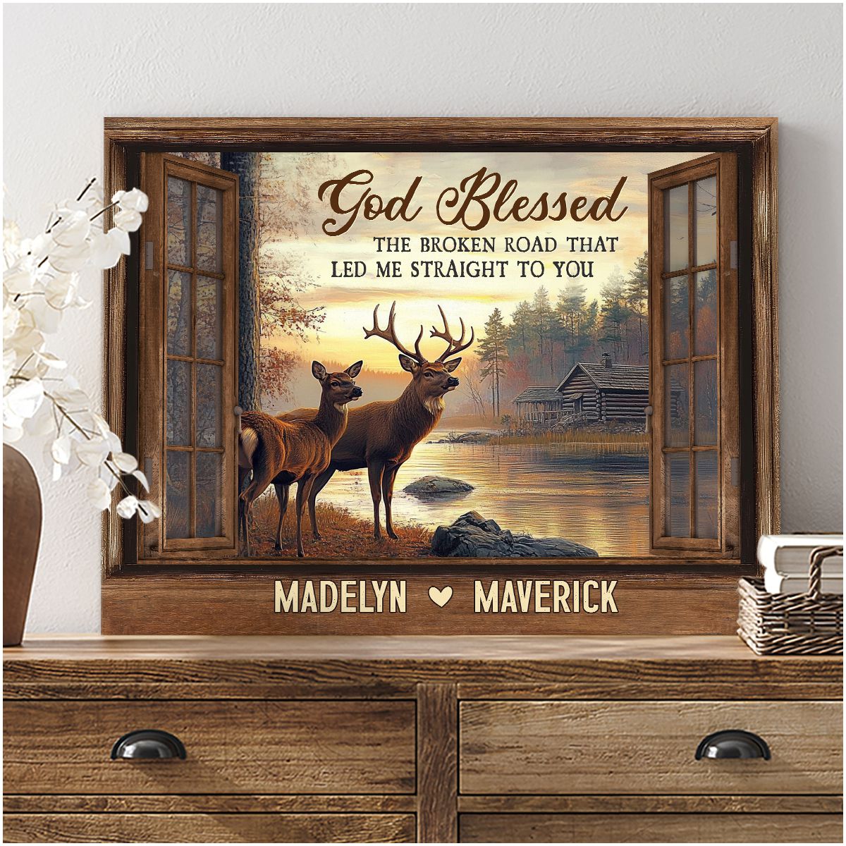 God Blessed Custom Couple Canvas Wall Art, Anniversary Gift For Couple