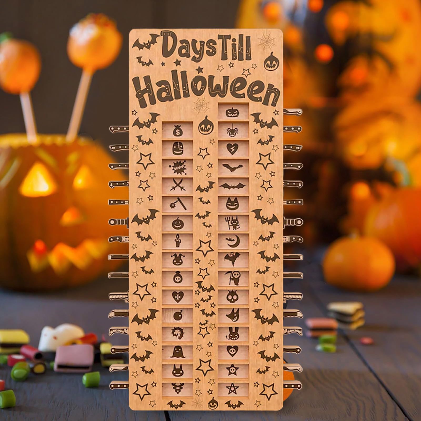 Days Till Halloween Countdown to Halloween with Sliding Knives, Spooky Halloween Advent Calendar