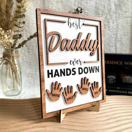 Best Dad Ever Hands Down Personalized Wooden Plaque, Father's Day Gifts, Custom Wooden Sign, Birthday Gift for Papa, Daddy, Grandpa