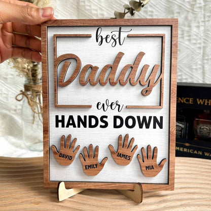 Best Dad Ever Hands Down Personalized Wooden Plaque, Father's Day Gifts, Custom Wooden Sign, Birthday Gift for Papa, Daddy, Grandpa