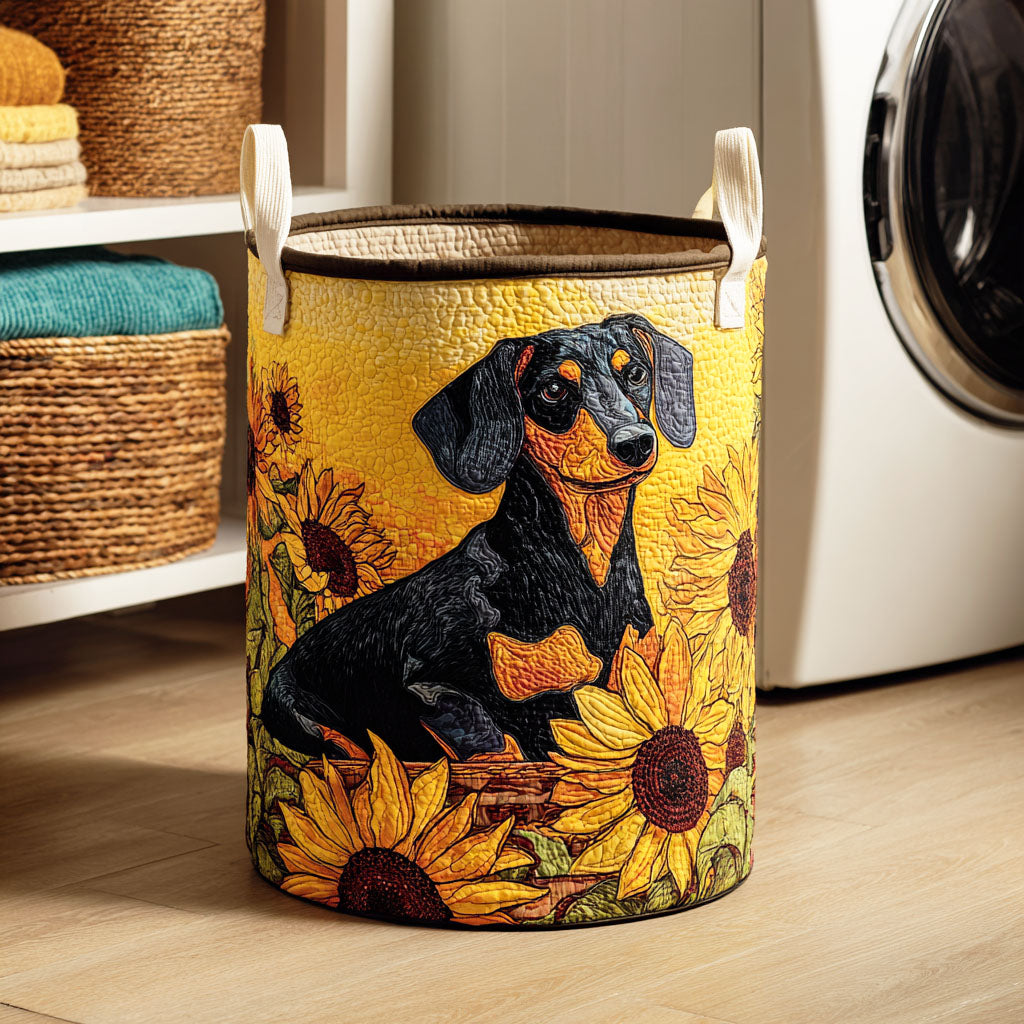 Blooming Dachshund Laundry Basket Laundry Gifts, Housewarming Gift Ideas, Mother's Day Gifts