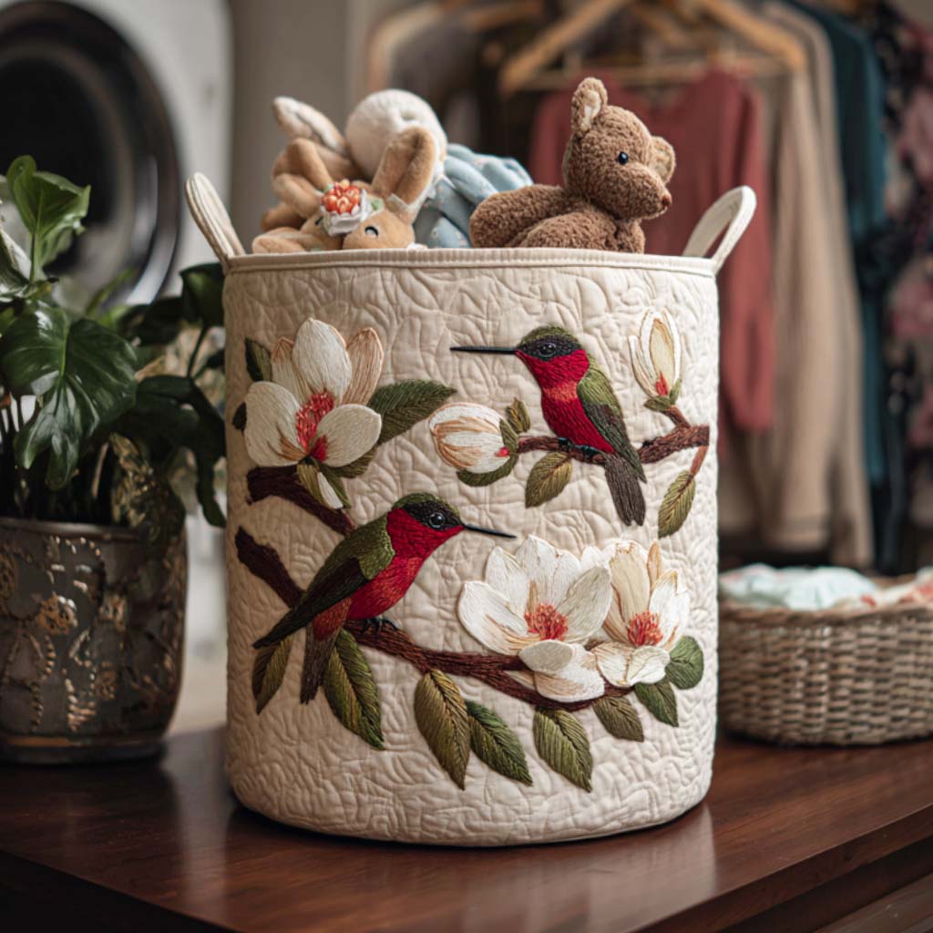 Bright Hummingbird Days Laundry Basket Laundry Gifts, Housewarming Gift Ideas, Mother's Day Gifts