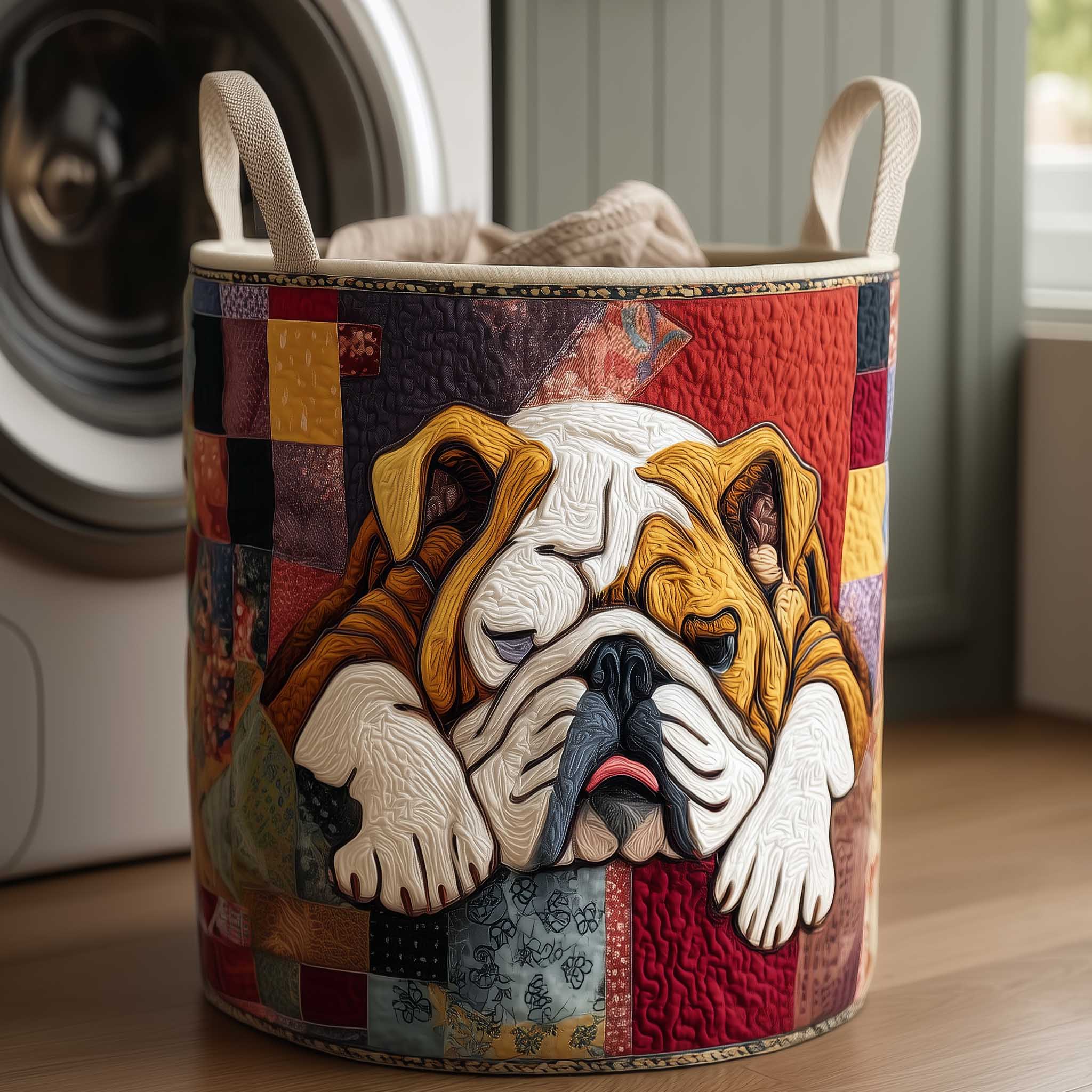 Bulldog Nap Laundry Basket Laundry Gifts, Housewarming Gift Ideas, Mother's Day Gifts