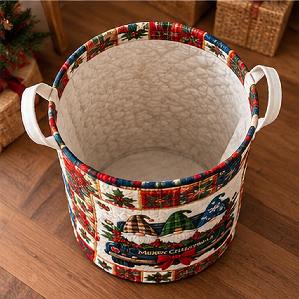 Gnome Truck Christmas Gifts Laundry Basket - laundry basket close-up