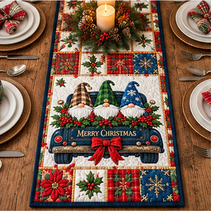 Gnome Truck Quilted Table Runner - quilted table runner