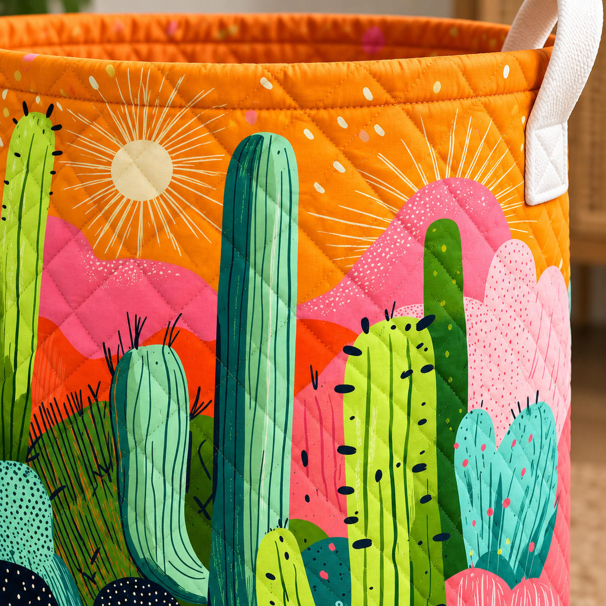 Desert Cactus Christmas Gifts laundry basket close-up