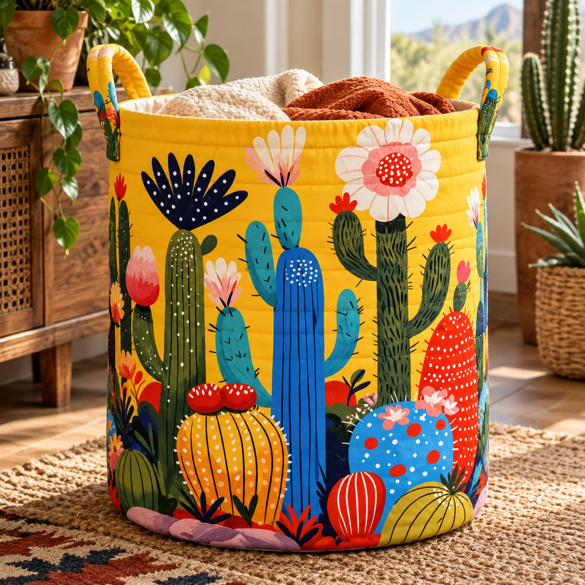 Yellow Cactus Christmas Gifts laundry basket