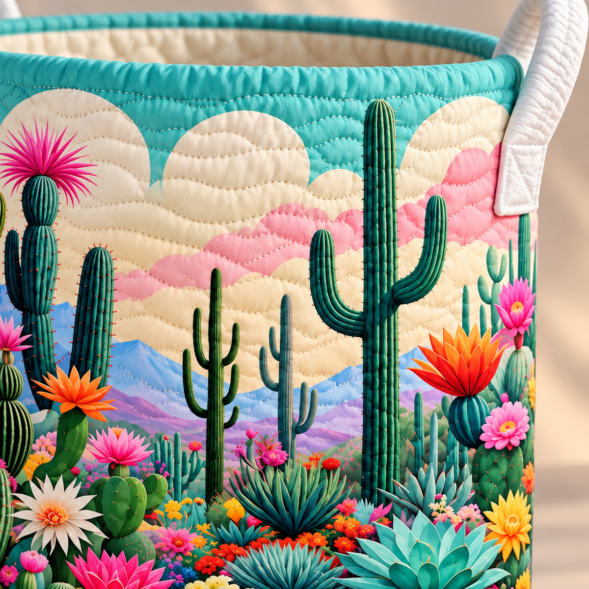 Cactus Flower Christmas Gifts laundry basket close-up