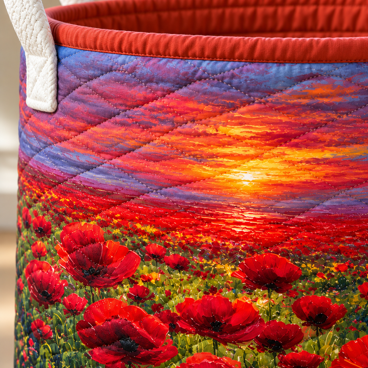 Red Poppy Christmas Gifts laundry basket close-up