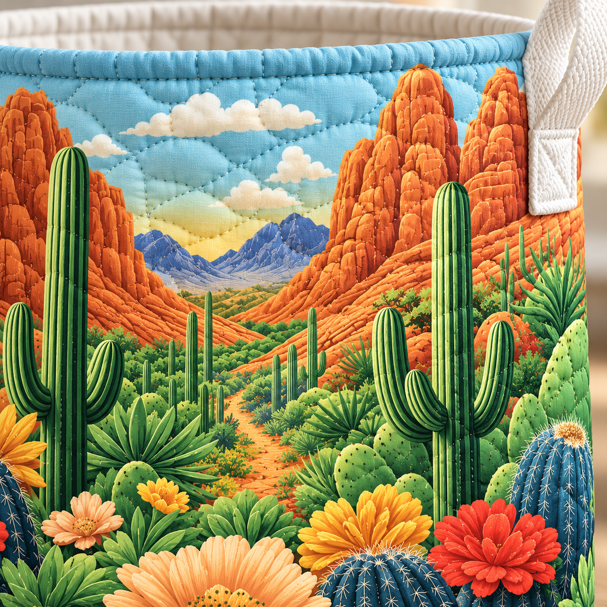 Red Rock Cactus Christmas Gifts laundry basket close-up