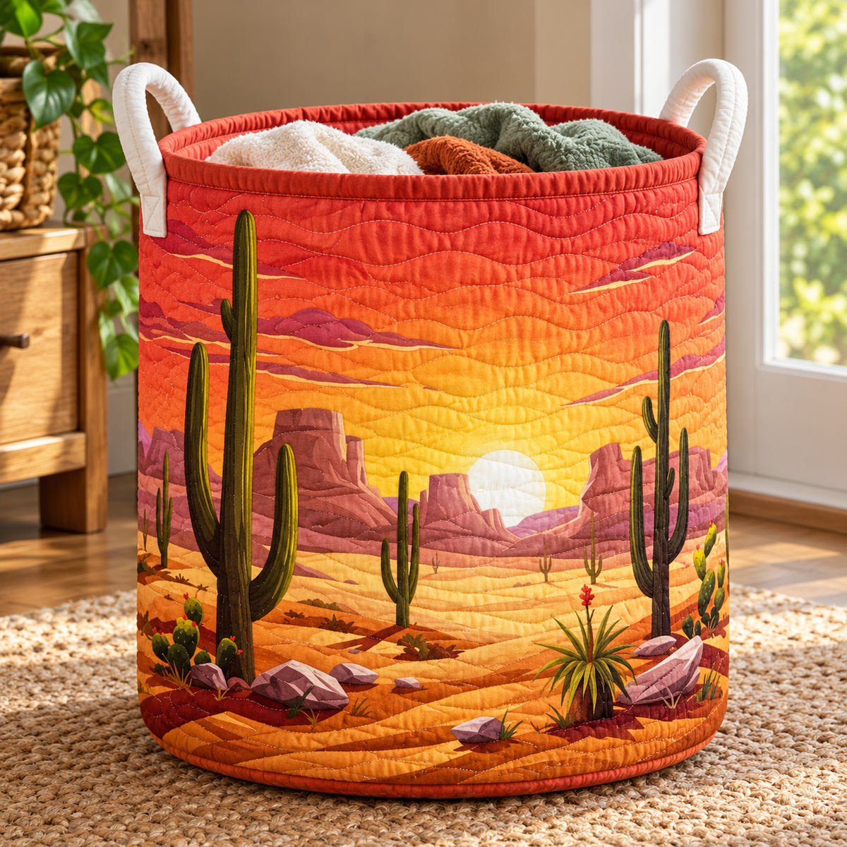 Orange Sunset Saguaro Christmas Gifts laundry basket