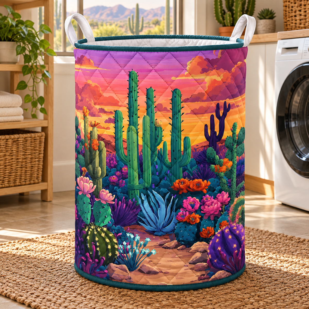 Purple Desert Cactus Christmas Gifts laundry basket