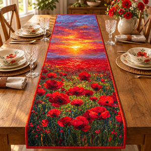 Red Poppy quilted table runner