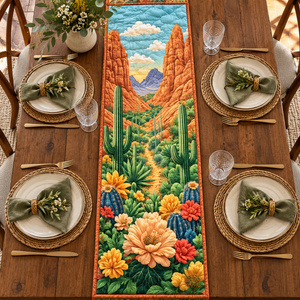 Red Rock Cactus quilted table runner
