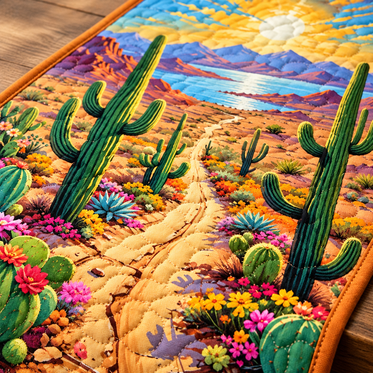 Desert Sunshine quilted table runner close-up