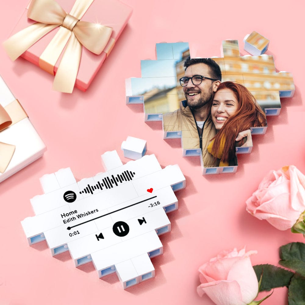 Custom Photo Building Brick, Heart Shape Photo Block, Valentine's Day Gifts