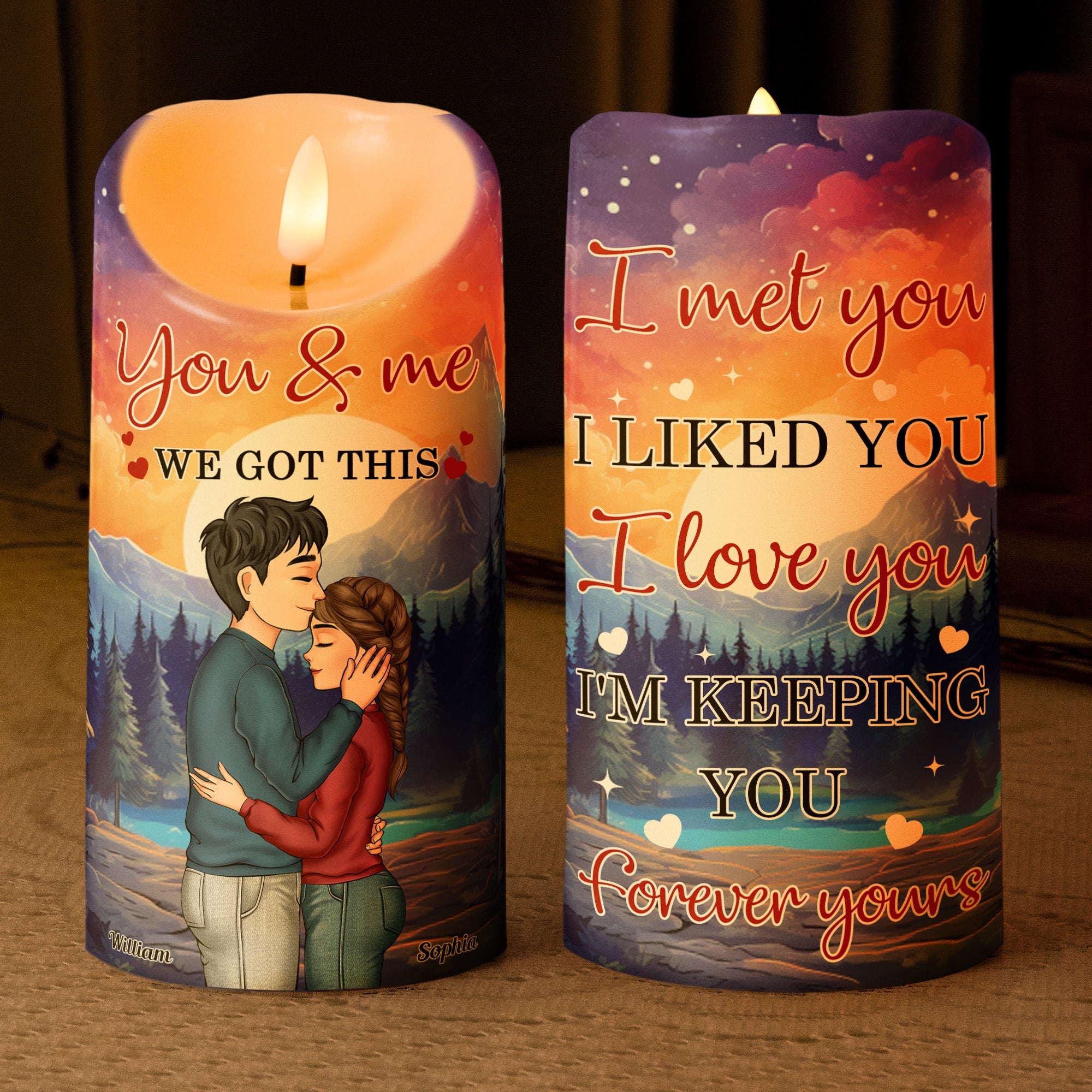 You And Me We Got This Couple Hugging Flameless LED Candle, Personalized Led Candles, Couple Gifts