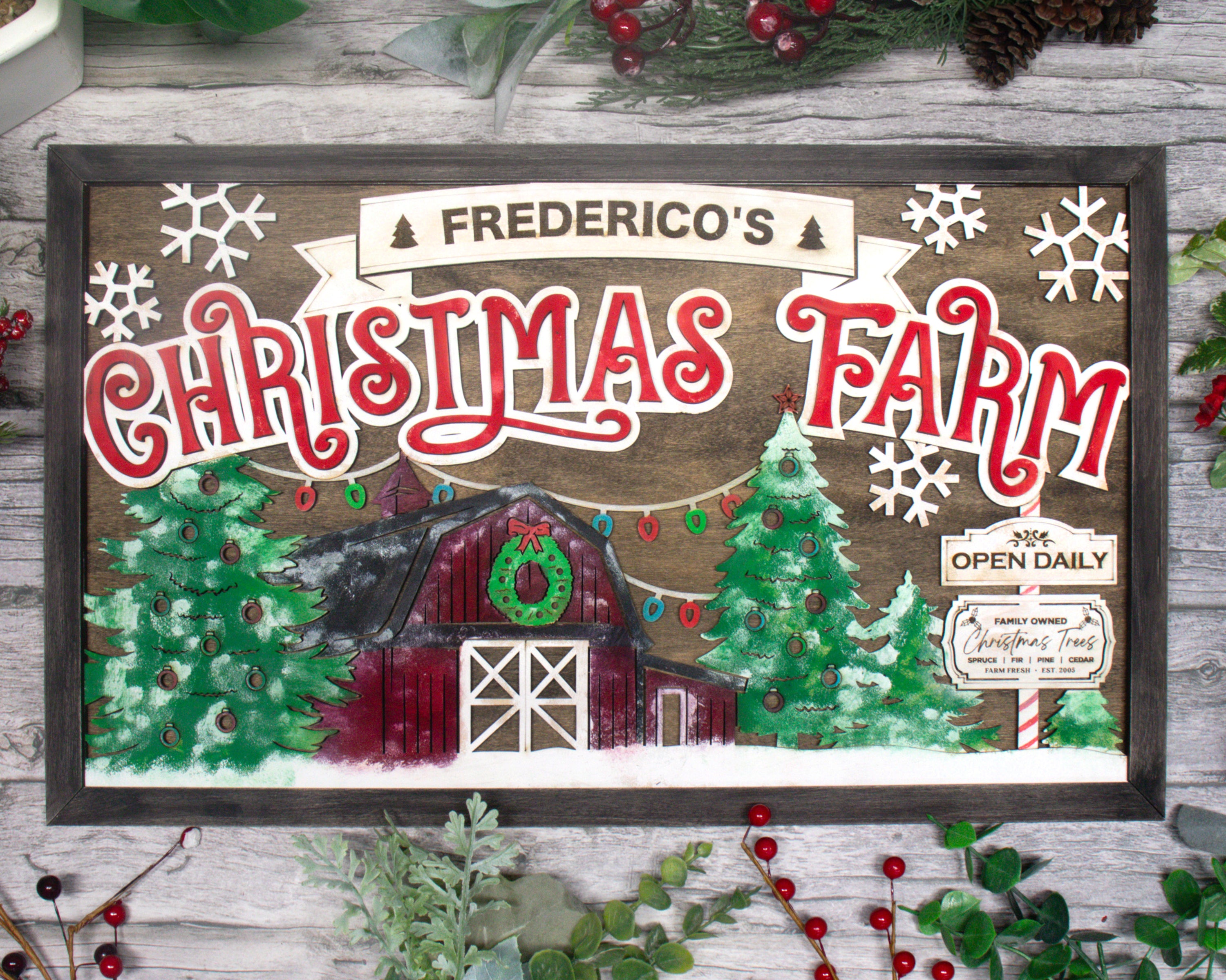 Christmas Farm Personalized Christmas Wood Sign, Holiday Decor, Christmas Gifts