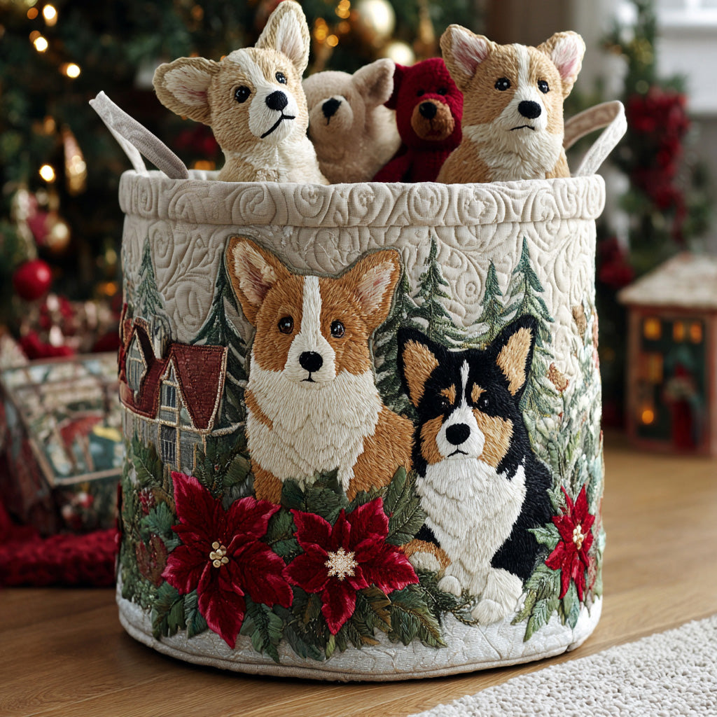 Christmas Corgi Joy Laundry Basket Laundry Gifts, Housewarming Gift Ideas, Mother's Day Gifts
