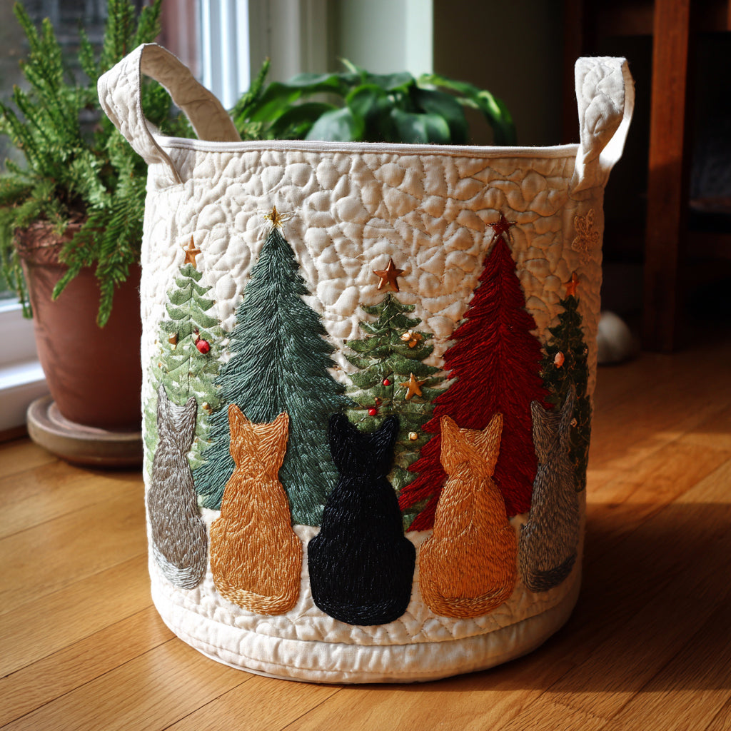 Christmas Forest Cats Laundry Basket Laundry Gifts, Housewarming Gift Ideas, Mother's Day Gifts