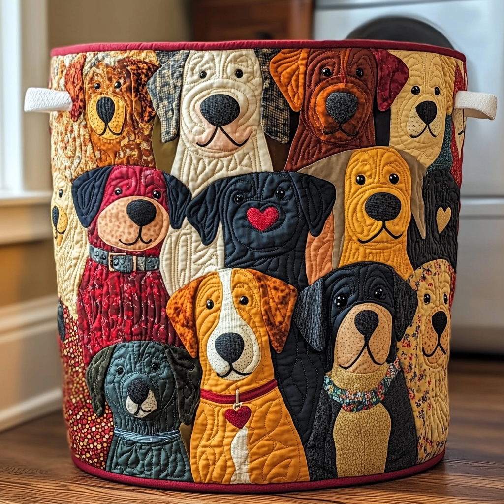 Colorful Dogs Laundry Basket Laundry Gifts, Housewarming Gift Ideas, Mother's Day Gifts