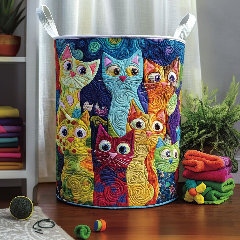 Cozy Cat Colony Laundry Basket Laundry Gifts, Housewarming Gift Ideas, Mother's Day Gifts