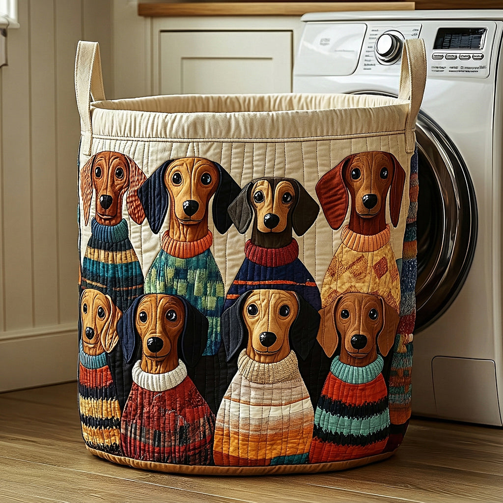 Cozy Sweater Dachshund Crew Laundry Basket Laundry Gifts, Housewarming Gift Ideas, Mother's Day Gifts