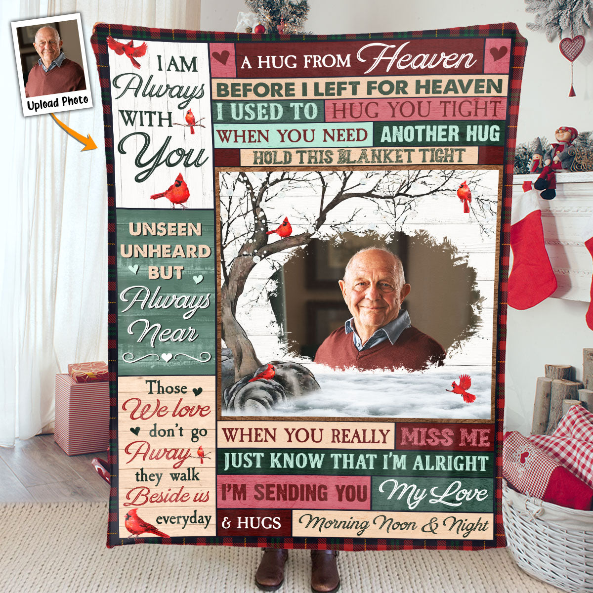 A Hug From Heaven Personalized Memorial Blanket With Pictures, Sympathy Gifts